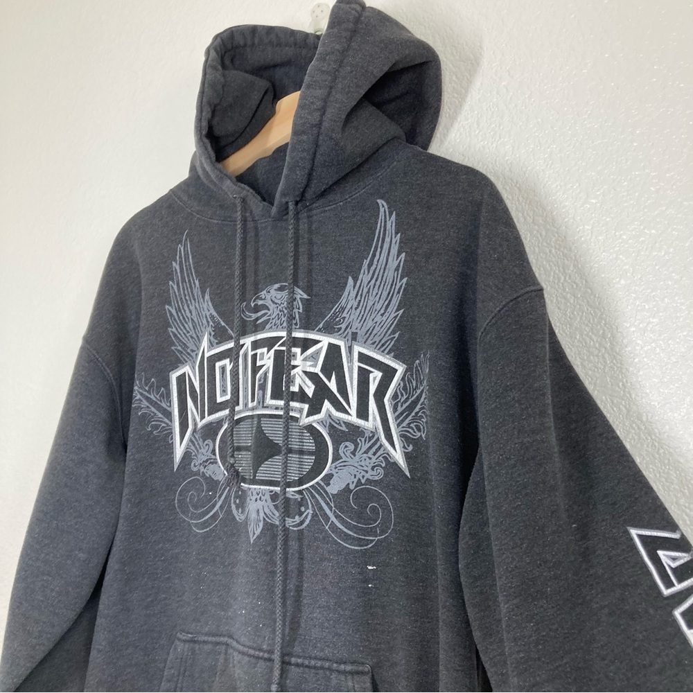 No Fear Hoodie Y2K Mens Medium Grunge Skate  Dark Gray Tribal - Picture 12 of 16